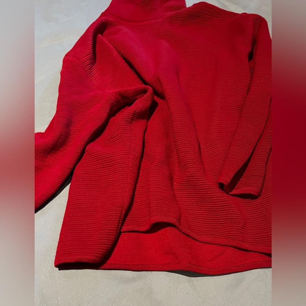 Donna Karan Collection New York Designer Vintage Ruby Red Women's Sweater